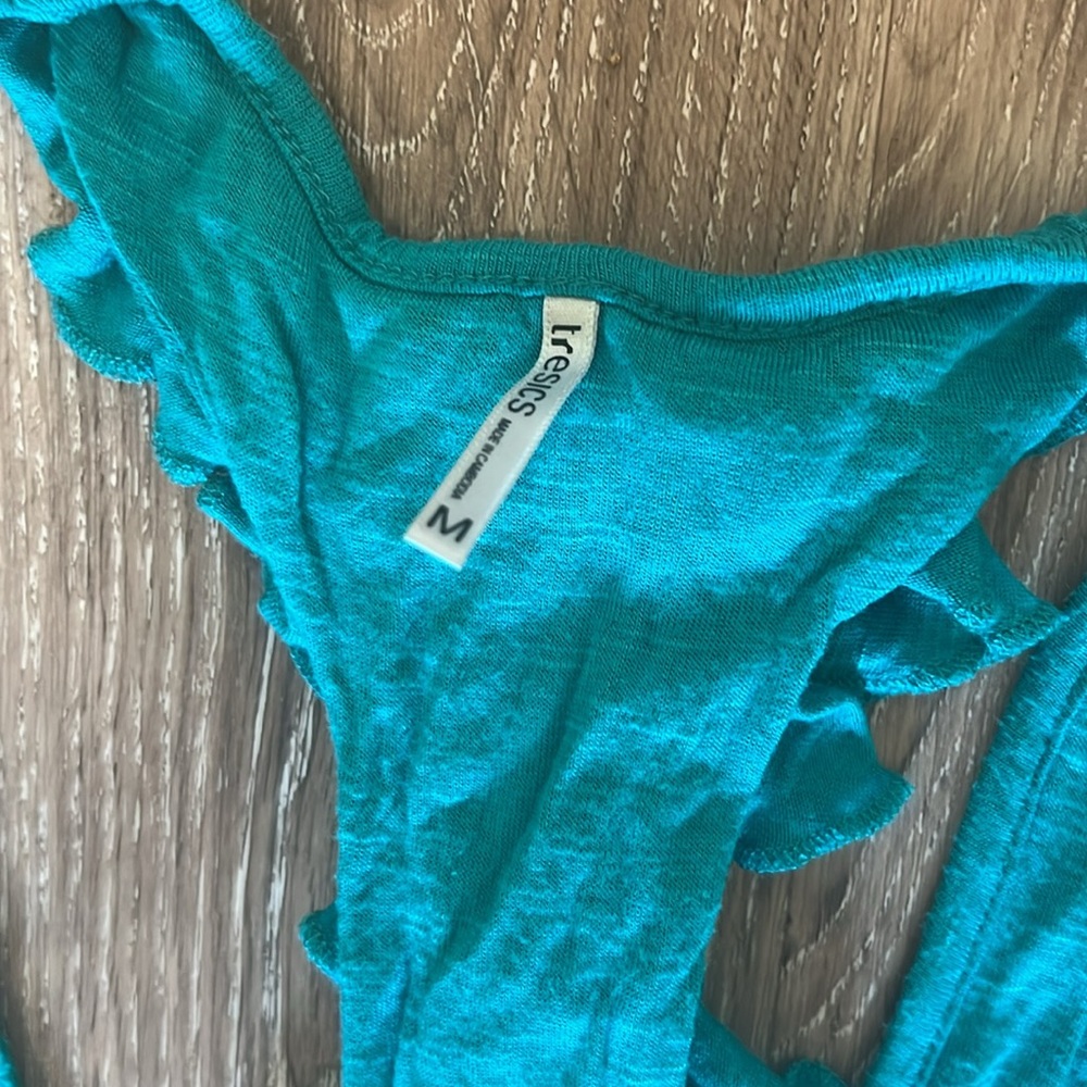 Teal Razor Back Tank with Ruffle Back - Picture 3 of 6